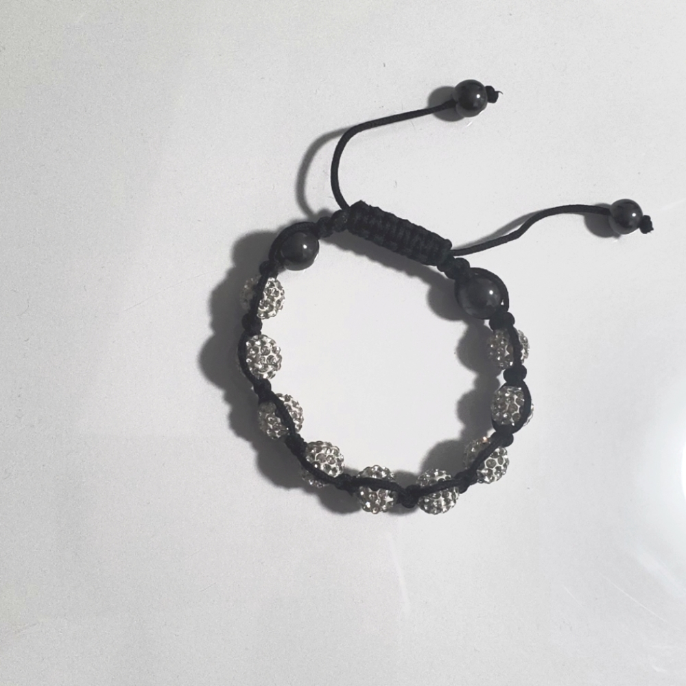 ♥ White and Black Shamballa Bracelet